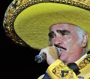 Mexican singer Vicente Fernandez performs during his concert on February 20, 2009 in Cali, department of Valle del Cauca, Colombia.