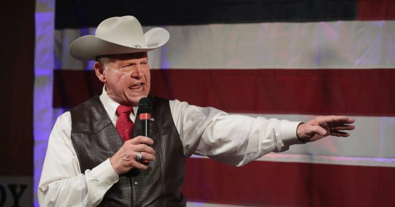 FAIRHOPE, AL - SEPTEMBER 25: Republican candidate for the U.S. Senate in Alabama, Roy Moore, speaks at a campaign rally on September 25, 2017 in Fairhope, Alabama. Moore is running in a primary runoff election against incumbent Luther Strange for the seat vacated when Jeff Sessions was appointed U.S. Attorney General by President Donald Trump. The runoff election is scheduled for September 26. (Photo by Scott Olson/Getty Images)