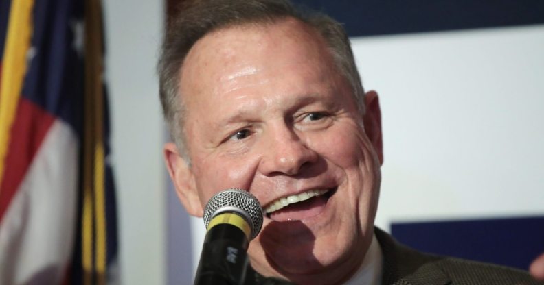 MONTGOMERY, AL - SEPTEMBER 26: Republican candidate for the U.S. Senate in Alabama, Roy Moore (R) speaks to supporters at an election-night rally on September 26, 2017 in Montgomery, Alabama. Moore, former chief justice of the Alabama supreme court, defeated incumbent Sen. Luther Strange (R-AL) in a primary runoff election for the seat vacated when Jeff Sessions was appointed U.S. Attorney General by President Donald Trump. Moore will now face Democratic candidate Doug Jones in the general election in December. (Photo by Scott Olson/Getty Images)