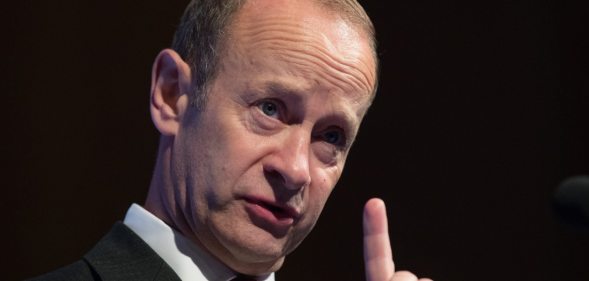 TORQUAY, ENGLAND - SEPTEMBER 30: Newly elected UKIP leader Henry Bolton makes his leader's speech at their autumn conference being held at the Riviera International Centre on September 30, 2017 in Torquay, England. Bolton is the UKIP party's fourth leader in just over a year. (Photo by Matt Cardy/Getty Images)