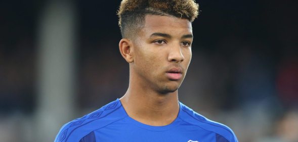 LIVERPOOL, ENGLAND - SEPTEMBER 28: Mason Holgaate of Everton FC lines up prior to the UEFA Europa League group E match between Everton FC and Apollon Limassol at Goodison Park on September 28, 2017 in Liverpool, United Kingdom. (Photo by Alex Livesey/Getty Images)