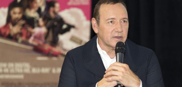 LOS ANGELES, CA - OCTOBER 04: Actor/producer Kevin Spacey speaks on stage at the Cars, Arts & Beats: A Night Out With 'Baby Driver' event at the Petersen Automotive Museum on October 4, 2017 in Los Angeles, California. (Photo by Rochelle Brodin/Getty Images for Sony Pictures Home Entertainment)