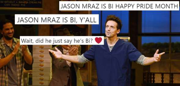 NEW YORK, NY - NOVEMBER 03: Jason Mraz takes a bow at the curtain call of Broadway's "Waitress" at The Brooks Atkinson Theatre on November 3, 2017 in New York City. (Photo by Nicholas Hunt/Getty Images)