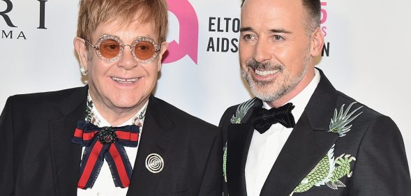 NEW YORK, NY - NOVEMBER 07: Sir Elton John and David Furnish attend the Elton John AIDS Foundation Commemorates Its 25th Year And Honors Founder Sir Elton John During New York Fall Gala at Cathedral of St. John the Divine on November 7, 2017 in New York City. (Photo by Theo Wargo/Getty Images)