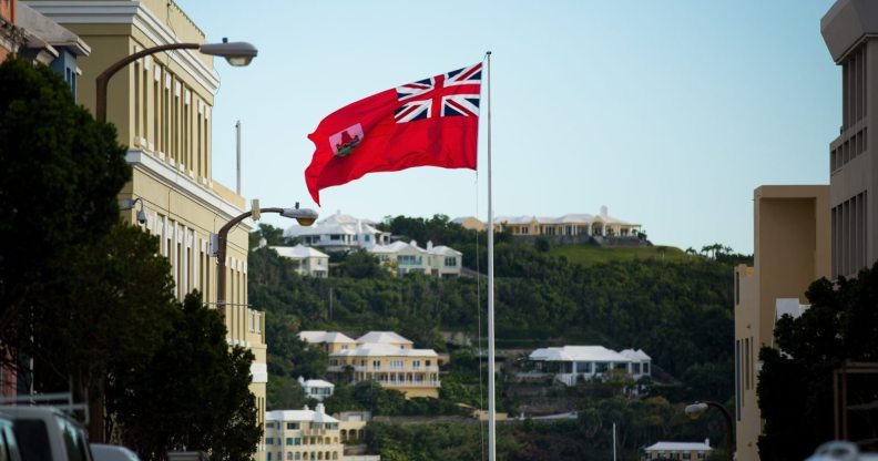 The flag of Bermuda flies in Hamilton