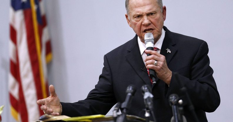 JACKSON, AL - NOVEMBER 14: Republican candidate for U.S. Senate Judge Roy Moore speaks during a campaign event at the Walker Springs Road Baptist Church on November 14, 2017 in Jackson, Alabama. The embattled candidate has been accused of sexual misconduct with underage girls when he was in his 30s. (Photo by Jonathan Bachman/Getty Images)
