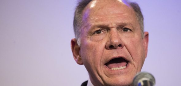 BIRMINGHAM, AL - NOVEMBER 16: Republican candidate for U.S. Senate Judge Roy Moore speaks during a news conference with supporters and faith leaders, November 16, 2017 in Birmingham, Alabama. Moore refused to answer questions regarding sexual harassment allegations and pursuing relationships with underage women. (Drew Angerer/Getty Images)