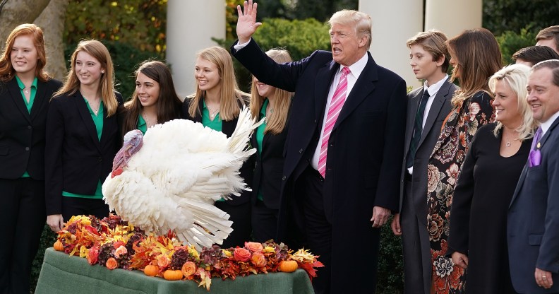 President Donald Trump celebrates Thanksgiving 2017 with members of 4-H, the organisation that was reportedly pressured to drop its LGBT policy of inclusion