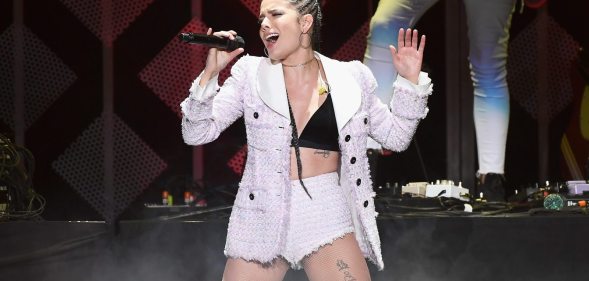 ATLANTA, GA - DECEMBER 15: Halsey performs onstage during Power 96.1s Jingle Ball 2017 Presented by Capital One at Philips Arena on December 15, 2017 in Atlanta, Georgia. (Photo by Marcus Ingram/Getty Images for iHeartMedia )