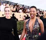 LOS ANGELES, CA - JANUARY 21: Writer Lauren Morelli (L) and actor Samira Wiley attend the 24th Annual Screen Actors Guild Awards at The Shrine Auditorium on January 21, 2018 in Los Angeles, California. 27522_011 (Photo by Emma McIntyre/Getty Images for Turner)