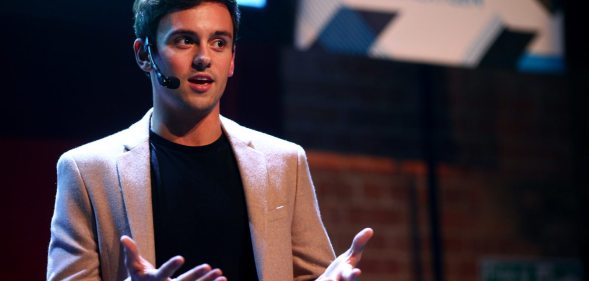 LONDON, ENGLAND - FEBRUARY 01: Team GB Diver Tom Daley chats to the audience during Sport Industry NextGen 2018 at Village Underground on February 1, 2018 in London, England. (Photo by Charlie Crowhurst/Getty Images)