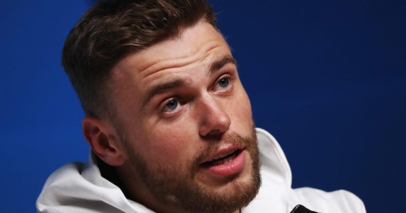 PYEONGCHANG-GUN, SOUTH KOREA - FEBRUARY 11: United States Freestyle skier Gus Kenworthy answers questions at a press conference at the Main Press Centre during the PyeongChang 2018 Winter Olympic Games on February 11, 2018 in Pyeongchang-gun, South Korea. (Photo by Ker Robertson/Getty Images)