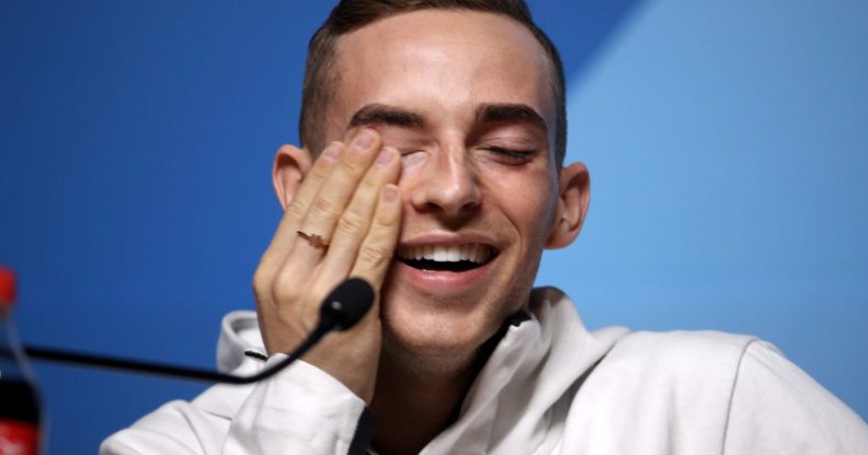 PYEONGCHANG-GUN, SOUTH KOREA - FEBRUARY 13: United States Figure Skater Adam Rippon speaks during a press conference at the Main Press Centre on February 13, 2018 in Pyeongchang-gun, South Korea. (Photo by Chris Graythen/Getty Images)