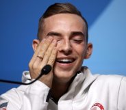 PYEONGCHANG-GUN, SOUTH KOREA - FEBRUARY 13: United States Figure Skater Adam Rippon speaks during a press conference at the Main Press Centre on February 13, 2018 in Pyeongchang-gun, South Korea. (Photo by Chris Graythen/Getty Images)