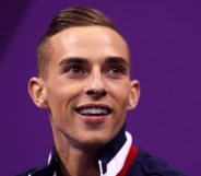 GANGNEUNG, SOUTH KOREA - FEBRUARY 16: Adam Rippon of the United States reacts after competing during the Men's Single Skating Short Program at Gangneung Ice Arena on February 16, 2018 in Gangneung, South Korea. (Photo by Maddie Meyer/Getty Images)