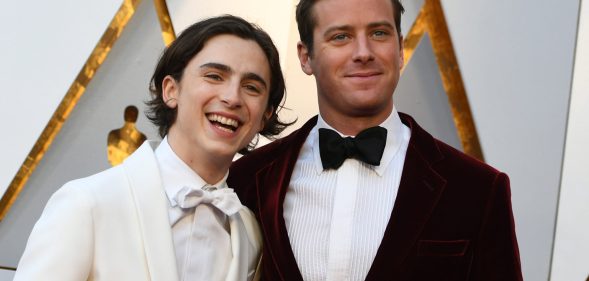 Actor Timothée Chalamet, left, and Actor Armie Hammer arrive for the 90th Annual Academy Awards on March 4, 2018, in Hollywood, California. / AFP PHOTO / VALERIE MACON (Photo credit should read VALERIE MACON/AFP/Getty Images)