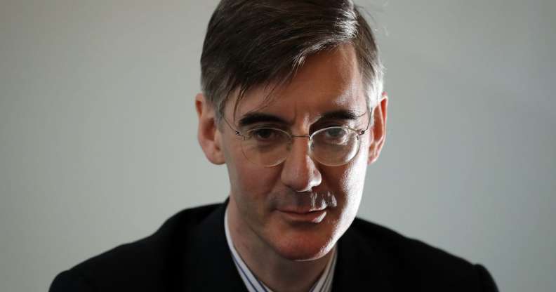 LONDON, ENGLAND - MARCH 27: Conservative MP Jacob Rees-Mogg gives a Brexit speech at Carlton Gardens on March 27, 2018 in London, England. The speech was hosted by the pro Brexit 'Leave Means Leave' campaign group. (Photo by Dan Kitwood/Getty Images)
