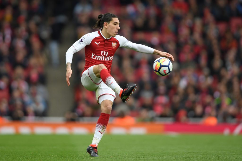 LONDON, ENGLAND - APRIL 01: Hector Bellerin of Arsenal in action during the Premier League match between Arsenal and Stoke City at Emirates Stadium on April 1, 2018 in London, England. (Photo by Mike Hewitt/Getty Images)