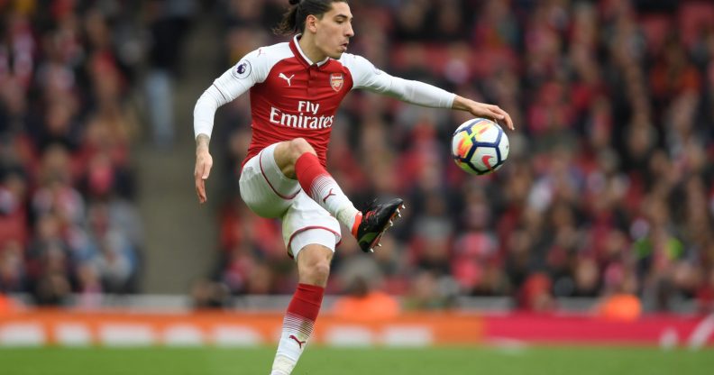 LONDON, ENGLAND - APRIL 01: Hector Bellerin of Arsenal in action during the Premier League match between Arsenal and Stoke City at Emirates Stadium on April 1, 2018 in London, England. (Photo by Mike Hewitt/Getty Images)