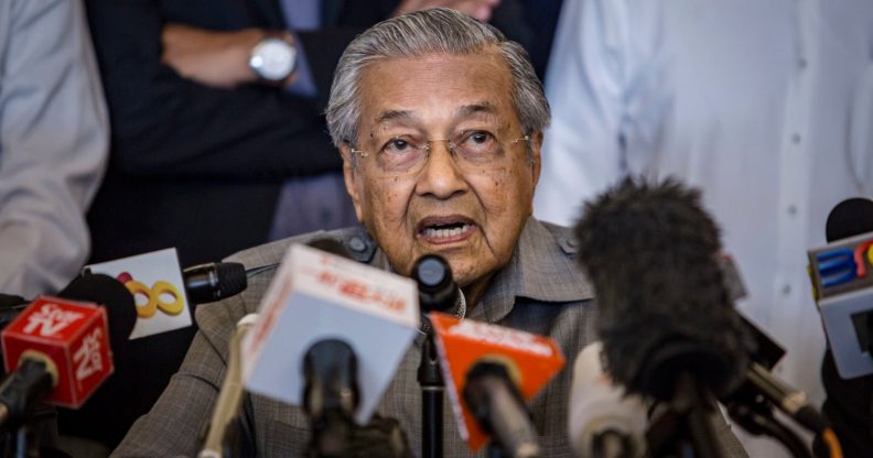 KUALA LUMPUR, MALAYSIA - MAY 10: Mahathir Mohamad, chairman of 'Pakatan Harapan' (The Alliance of Hope), speaks during press conference following the 14th general election on May 10, 2018 in Kuala Lumpur, Malaysia. Malaysia's opposition leader Mahathir Mohamad claimed victory over Prime Minister Najib Razak's ruling coalition Barisan National and set to become the world's oldest elected leader after Wednesday's general election where millions of Malaysians headed to the polls. The election has been one of the most fiercely contested races in Malaysia's history, which resulted in a shocking victory as 92-year-old Mahathir made a comeback from retirement to take on his former protege Najib, who has been embroiled in a massive corruption scandal. (Photo by Ulet Ifansasti/Getty Images)