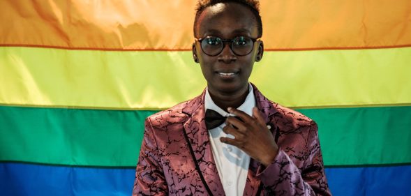 Yvonne Oduor, Gay and Lesbian Coalition of Kenya operations officer, poses after the UN GLOBE event celebrating first time on the International Day against Homophobia and Transphobia (IDAHOT), on May 17, 2018, at United Nations Office in Nairobi, Kenya. - UN GLOBE is a staff group representing lesbian, gay, bisexual, transgender, and inter-sex staff members of the UN and its peacekeeping operations. (Photo by Yasuyoshi CHIBA / AFP) (Photo credit should read YASUYOSHI CHIBA/AFP/Getty Images)