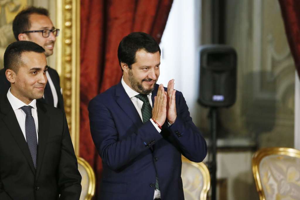ROME, ITALY - JUNE 01: Interior Minister and Deputy PM Matteo Salvini attends the swearing in ceremony of the new government led by Prime Minister Giuseppe Conte at Palazzo del Quirinale on June 1, 2018 in Rome, Italy. Law professor Giuseppe Conte has been chosen as Italy's new prime minister by the leader of the 5-Star Movement, Luigi Di Maio, and League leader Matteo Salvini. (Photo by Ernesto S. Ruscio/Getty Images)