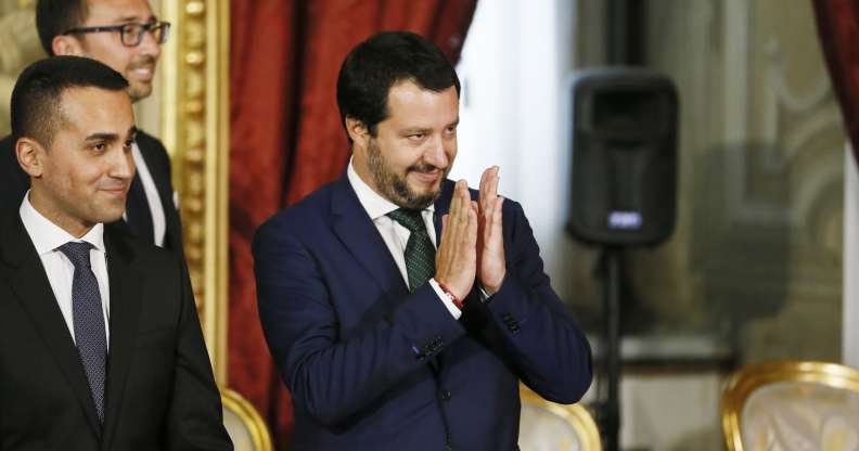 ROME, ITALY - JUNE 01: Interior Minister and Deputy PM Matteo Salvini attends the swearing in ceremony of the new government led by Prime Minister Giuseppe Conte at Palazzo del Quirinale on June 1, 2018 in Rome, Italy. Law professor Giuseppe Conte has been chosen as Italy's new prime minister by the leader of the 5-Star Movement, Luigi Di Maio, and League leader Matteo Salvini. (Photo by Ernesto S. Ruscio/Getty Images)