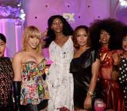 MJ Rodriguez, Hailie Sahar, Dominique Jackson, Janet Mock, Angelica Ross, and Charlayne Woodard at the FX 'Pose' Ball in Harlem on June 2, 2018 (Andrew Toth/Getty for FX Networks)