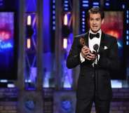 NEW YORK, NY - JUNE 10: Andrew Garfield accepts the Best Performance by an Actor in a Leading Role in a Play for Angels in America onstage during the 72nd Annual Tony Awards at Radio City Music Hall on June 10, 2018 in New York City. (Photo by Theo Wargo/Getty Images for Tony Awards Productions)