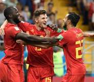 Belgium players Romelu Lukaku, Thomas Meunier and Nacer Chadli celebrate beating Japan (FILIPPO MONTEFORTE/AFP/Getty)