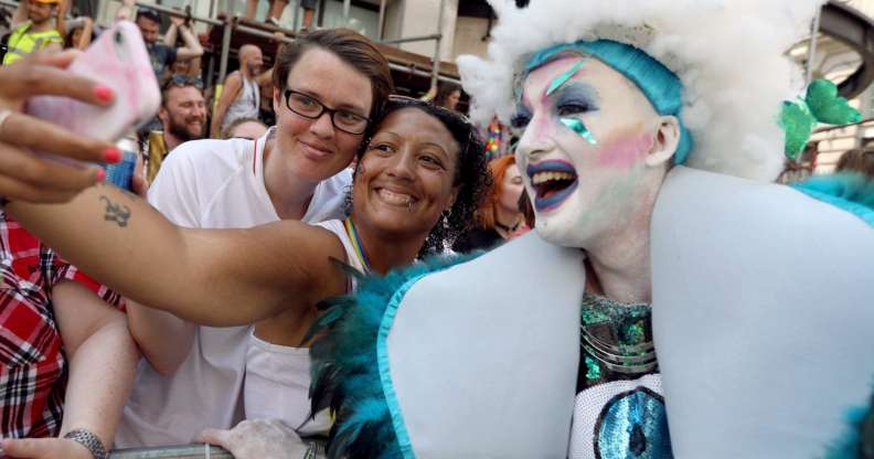 LONDON, ENGLAND - JULY 07: Parade goers during Pride In London on July 7, 2018 in London, England. It is estimated over 1 million people will take to the streets and approximately 30,000 people and 472 organisations will join the annual parade, which is one of the world's biggest LGBT+ celebrations. (