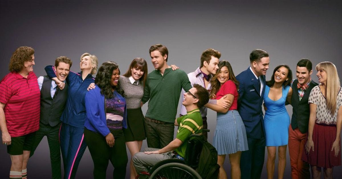 The cast of Glee and show creator Ryan Murphy