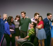 The cast of Glee and show creator Ryan Murphy