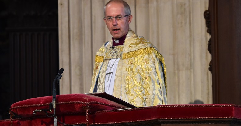 Archbishop of Canterbury Justin Welby speaks during a service of thanksgiving for Queen Elizabeth II's 90th birthday