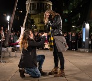A lesbian couple got engaged at a Harry Potter event promoting Fantastic Beasts: The Crimes of Grindelwald.