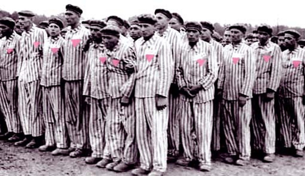 Pink triangle at concentration camp