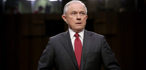 WASHINGTON, DC - JUNE 13: U.S. Attorney General Jeff Sessions arrives to testify before the Senate Intelligence Committee on Capitol Hill June 13, 2017 in Washington, DC. Sessions recused himself from the Russia investigation and he was later discovered to have had contact with the Russian ambassador last year despite testifying to the contrary during his confirmation hearing. (Photo by Win McNamee/Getty Images)