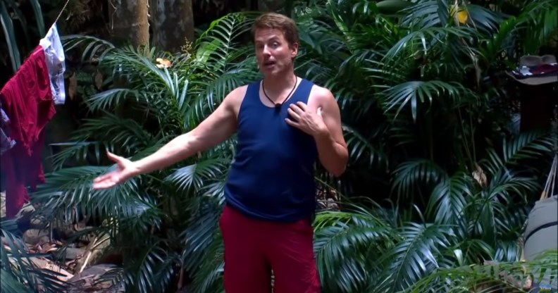 John Barrowman with the washing on I'm A Celebrity