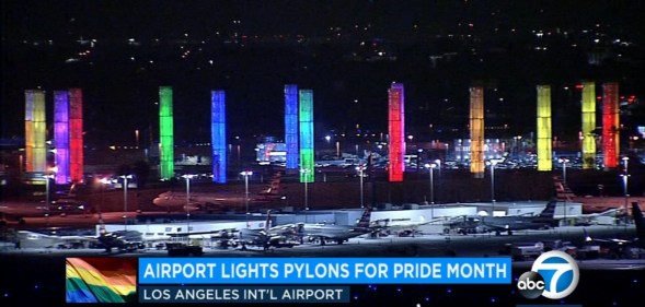 LAX rainbow pylons pride