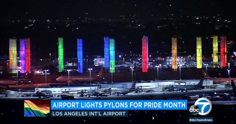 LAX rainbow pylons pride