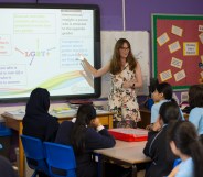 LGBT diversity workshop : Teacher delivering a lesson about LGBT diversity in London school.