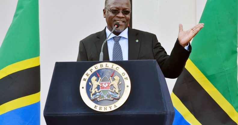 Tanzanian President John Pombe Magufuli speaks during a joint press conference with Kenyan President on October 31, 2016 at the State House in Nairobi. President Magufuli is in the country for a two-day state visit. / AFP / SIMON MAINA (Photo credit should read SIMON MAINA/AFP/Getty Images)