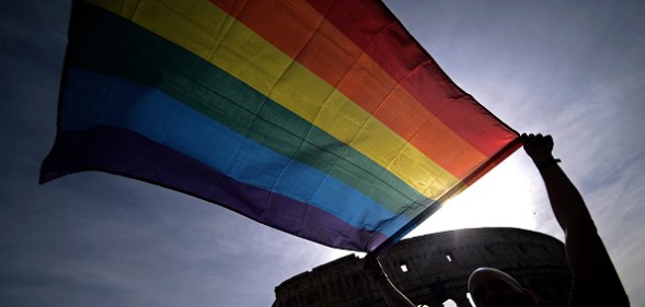 Italy and LGBT flag.