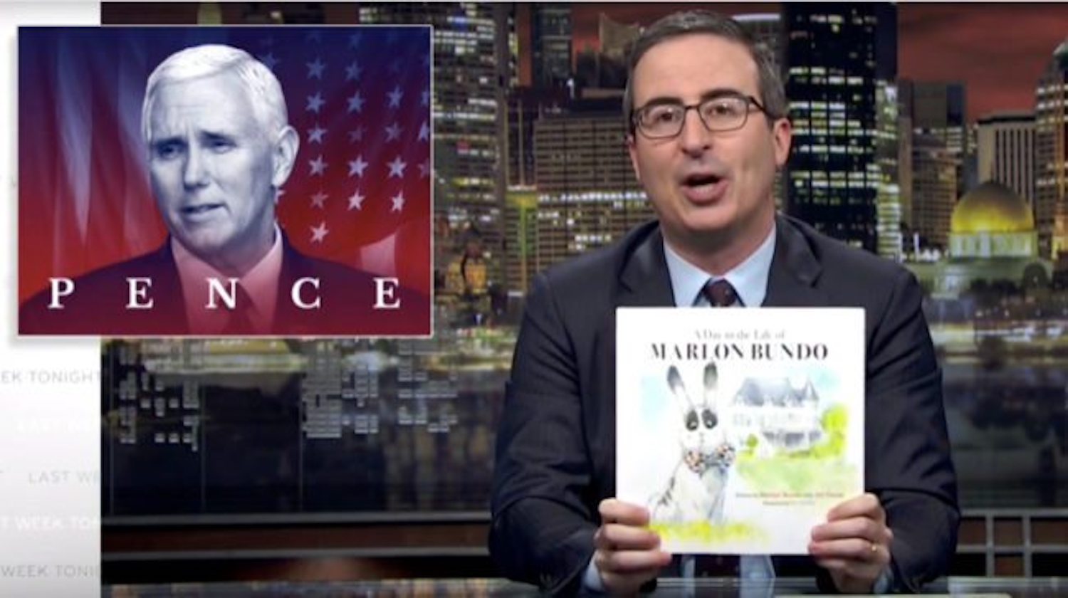 John Oliver parodies book about Mike Pence's pet rabbit by making it ...