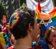 Jewish pride in London rainbow Star of David flag