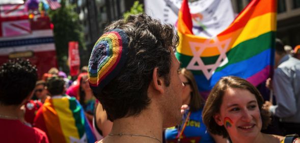 Jewish pride in London rainbow Star of David flag