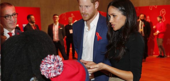 Prince Harry and his fiancee US actress Meghan Markle visit the Terrence Higgins Trust World AIDS Day charity fair (Getty)