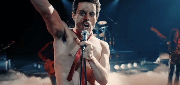 LGBT+ Oscars nominees: A shirtless Rami Malek as Freddie Mercury in the biopic Bohemian Rhapsody