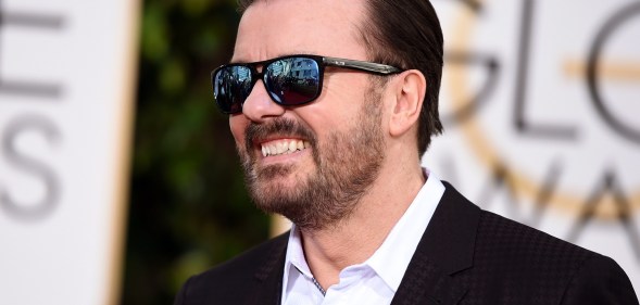 Ricky Gervais attends the 73rd Annual Golden Globe Awards held at the Beverly Hilton Hotel on January 10, 2016 in Beverly Hills, California