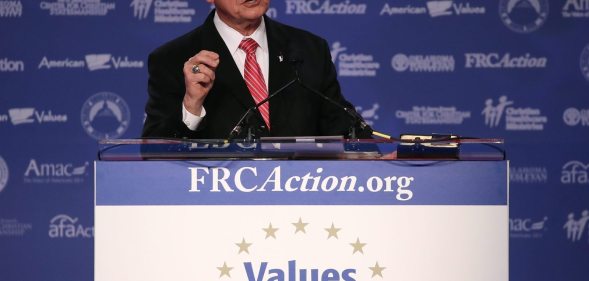 WASHINGTON, DC - OCTOBER 13: Roy Moore, GOP Senate candidate and former chief justice on the Alabama Supreme Court speaks during the annual Family Research Council's Values Voter Summit at the Omni Shorham Hotel on October 13, 2017 in Washington, DC. (Photo by Mark Wilson/Getty Images)
